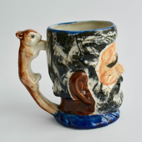 Vintage Pirate Face Mug Winking Beard Ceramic Cup with Squirrel Handle Rare - Picture 2 of 6